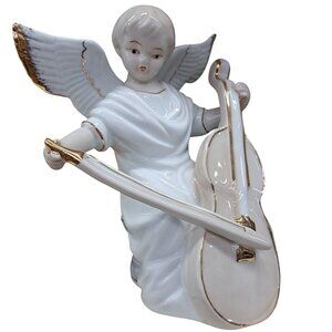 Sansco Angel playing cello figurine S crown logo made in China